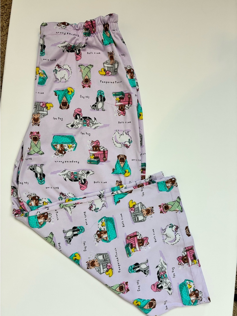 Cuddle Duds Dog Print Pajama Pants Soft, pockets, cropped wide legs